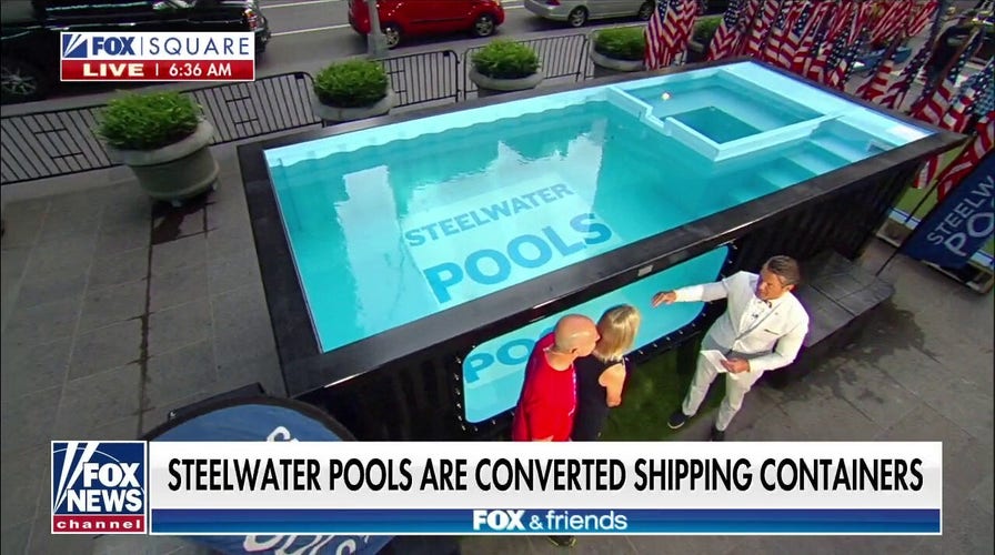 Steelwater Pools gifts converted shipping container pool to USMC veteran
