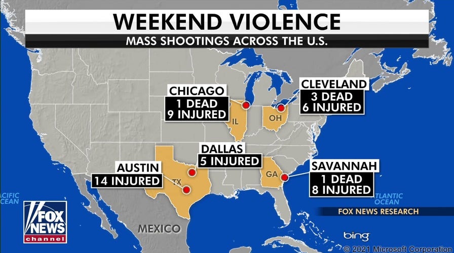 US shootings over weekend leave 5 dead, at least 30 injured