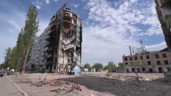Signs of destruction in the Ukrainian town of Borodyanka are everywhere