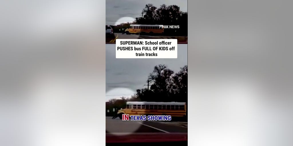 SUPERMAN: School officer PUSHES bus FULL OF KIDS off train tracks
