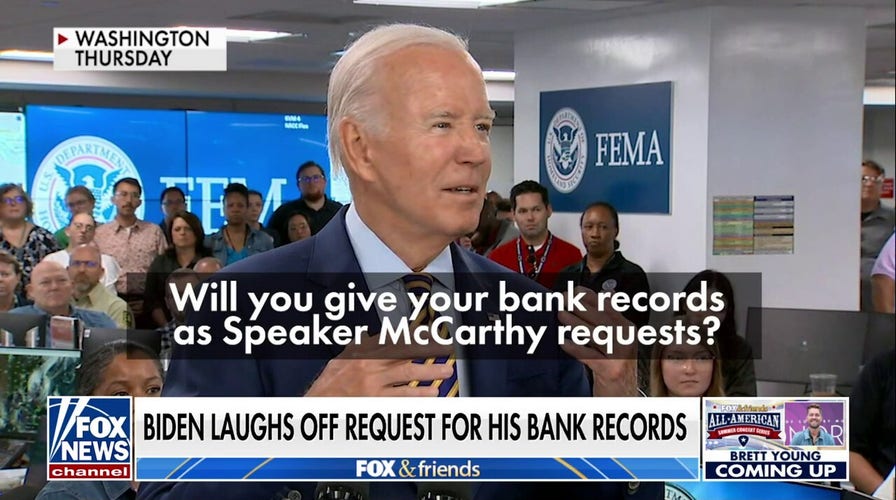Biden laughs off request for bank records while facing impeachment threat