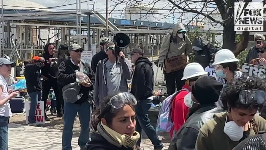 Communist messaging on display as activists gather outside NJ immigration detention facility