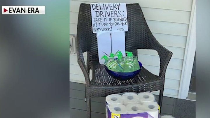 Man tips delivery drivers with toilet paper and hand sanitizer during coronavirus pandemic