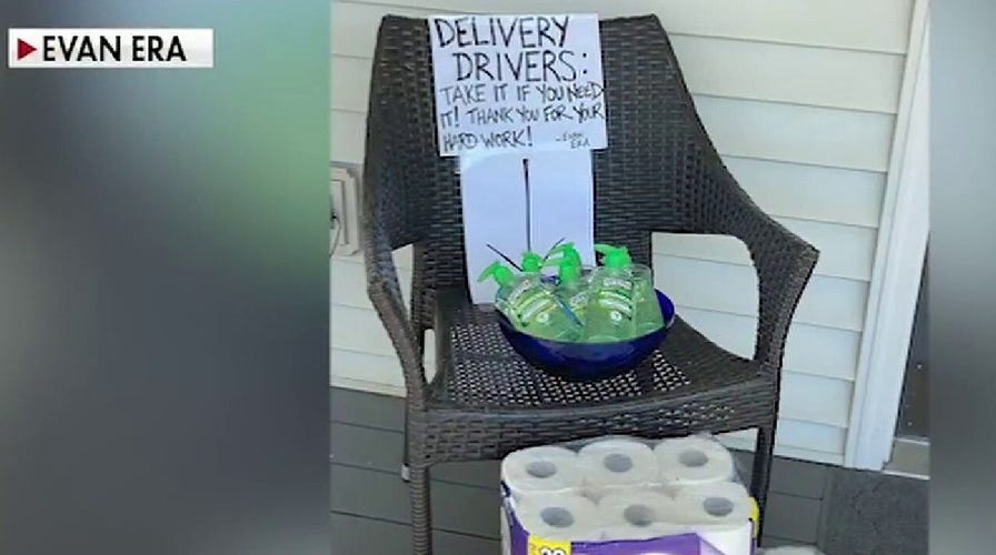 Man tips delivery drivers with toilet paper and hand sanitizer during coronavirus pandemic