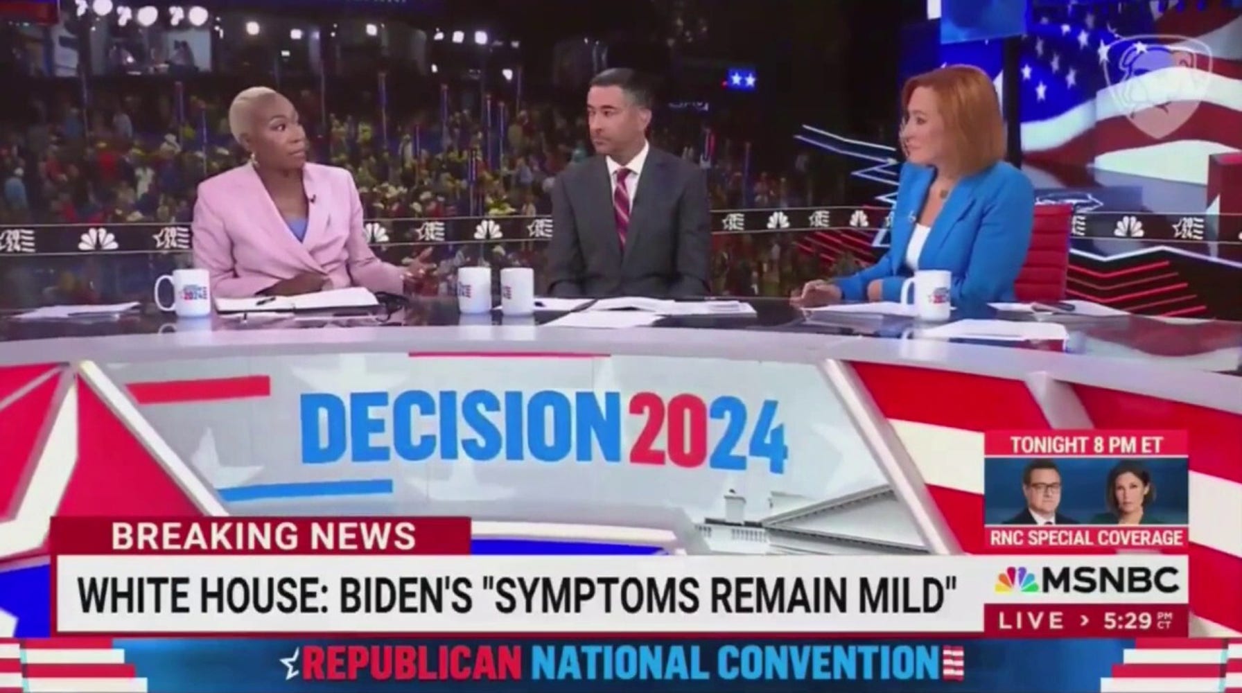 MSNBC Hosts Engage in Outrageous Remarks During RNC Coverage, Likening COVID Diagnosis to Assassination Attempt