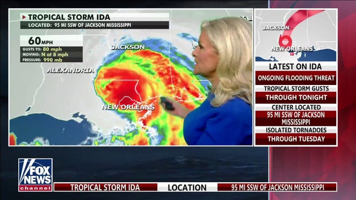 Tropical Storm Ida moves inland, carries tornado, heavy rainfall threat