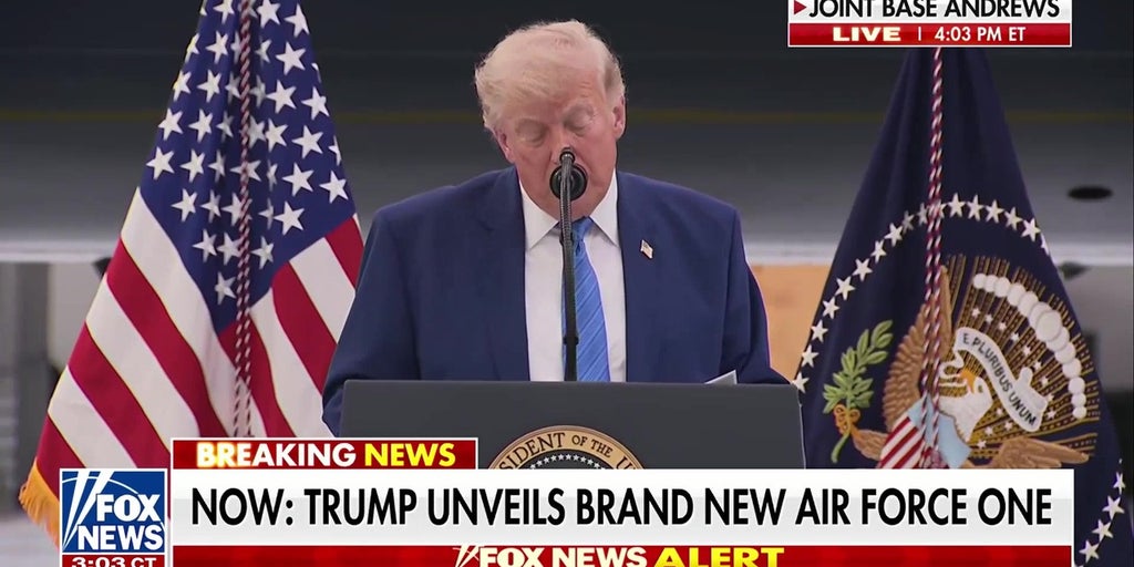 Trump highlights features of the new Air Force One at Joint Base Andrews