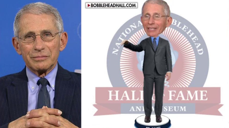 Dr. Fauci reacts to being honored with his own bobblehead doll