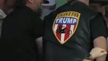 BIKERS FOR TRUMP member BOOTS OUT rally protester