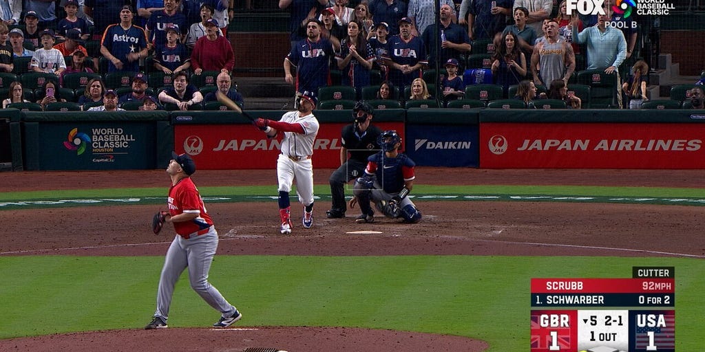 Kyle Schwarber RIPS two-run home run, giving United States lead over Great Britain