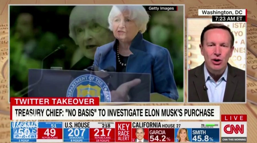 Sen. Murphy says he doesn't 'understand' Yellen's claim that there is 'no basis' to probe Musk's purchase of Twitter