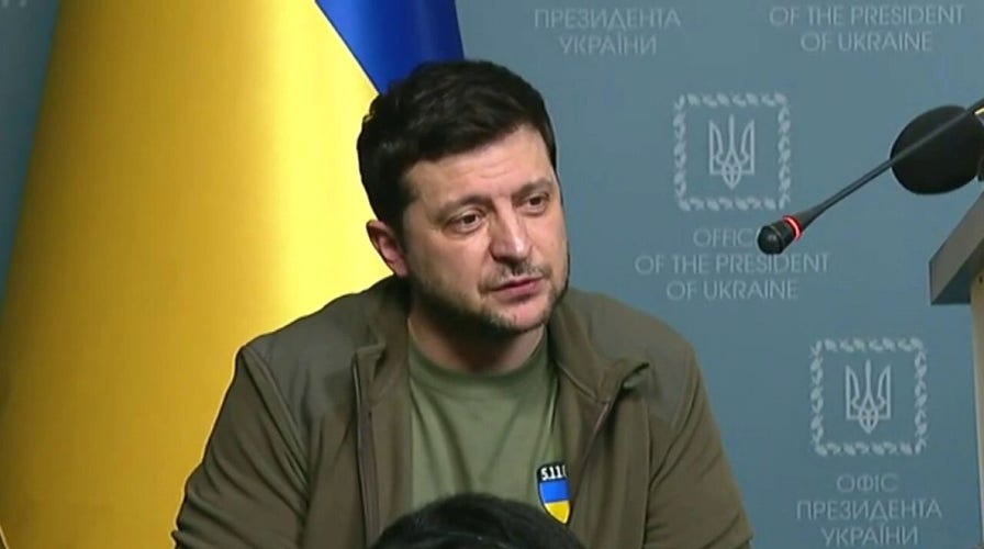 Ukrainian President Zelenskyy speaks with press as Russian invasion enters second week