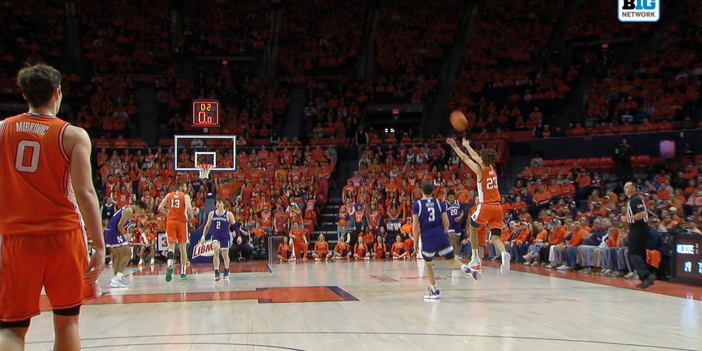 Illinois’ Keaton Wagler makes shot from past half-court at first half buzzer