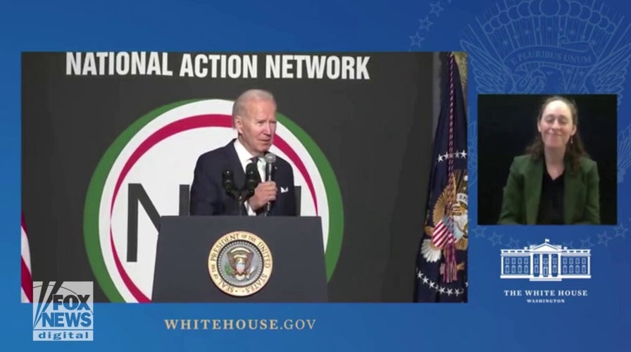 President Biden sings Arndrea Waters King Happy Birthday at National Action Network breakfast 