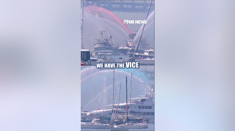 International Naval Review begins with water display over New York Harbor