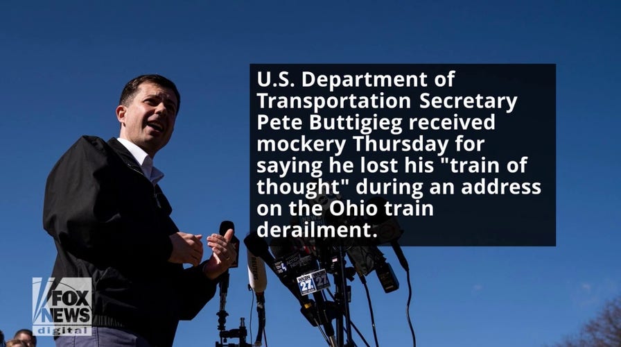 Buttigieg mocked for saying ‘lost my train of thought’ while addressing Ohio residents: ‘Not good with trains’
