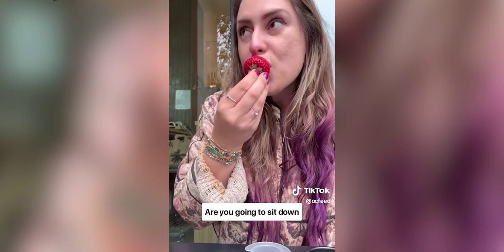 Food influencer tries viral $20 strawberry
