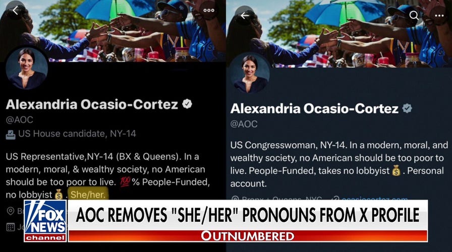 AOC called out for removing female pronouns from her X profile