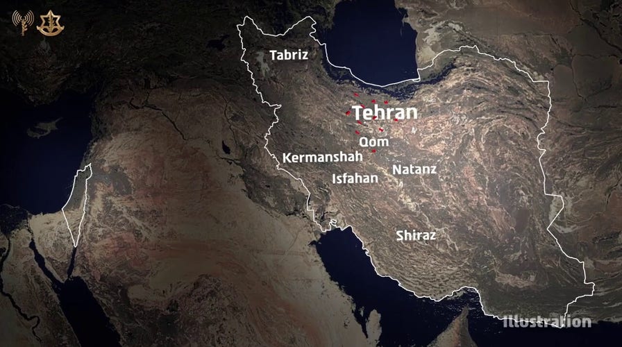 IDF illustration of the strikes in the Tehran area