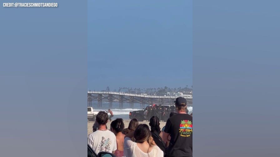 WATCH: Suspected DUI driver raises hands as police move in after wild beach chase