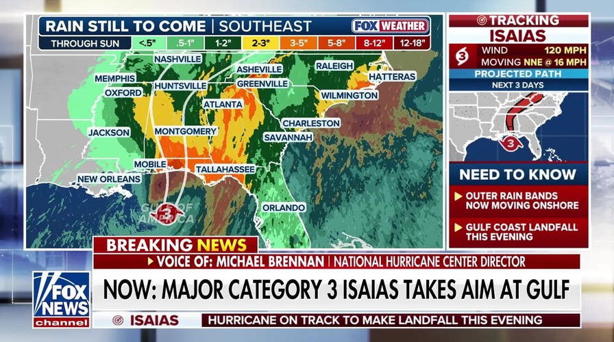 Gulf Coast braces for Category 3 Hurricane Isaias as storm closes in