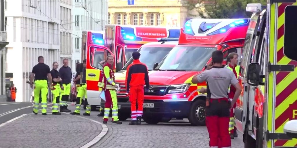 Police secure Leipzig scene after car drives into pedestrian zone