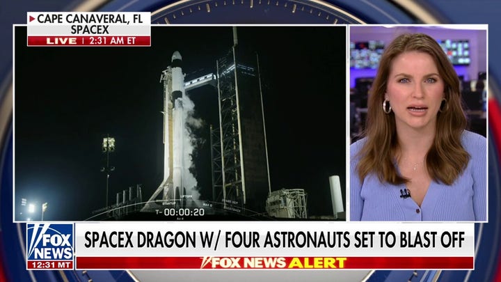 SpaceX Dragon with 4 astronauts launches from Kennedy Space Station
