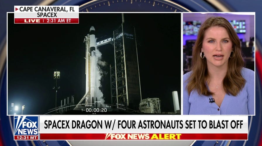 SpaceX Dragon with 4 astronauts launches from Kennedy Space Station