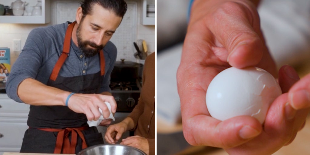 Eggs come out shell-free with chef's simple countertop-cracking method
