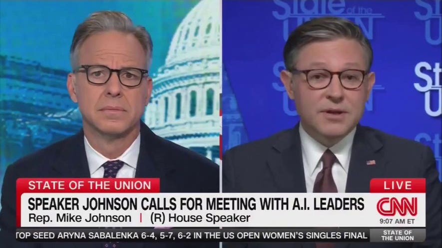 Mike Johnson rejects AI moratorium as tech leaders warn of growing risks