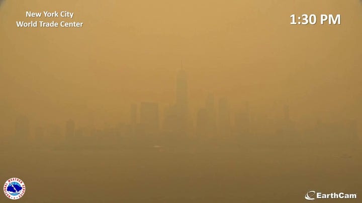 Time-lapse video shows wildfire smoke from Canada consuming New York City