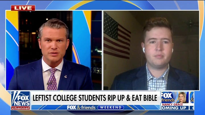 Left-wing college students rip up Bible, eat it in protest of Matt Walsh event