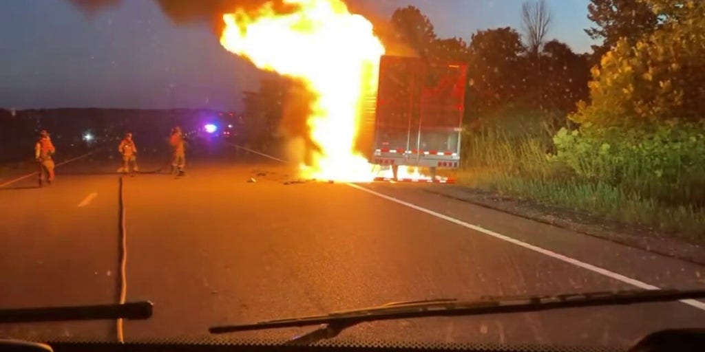 Missouri firefighters battle flaming truck loaded with 40k pounds of ribeye