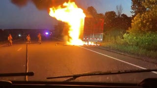 Missouri firefighters battle flaming truck loaded with 40k pounds of ribeye