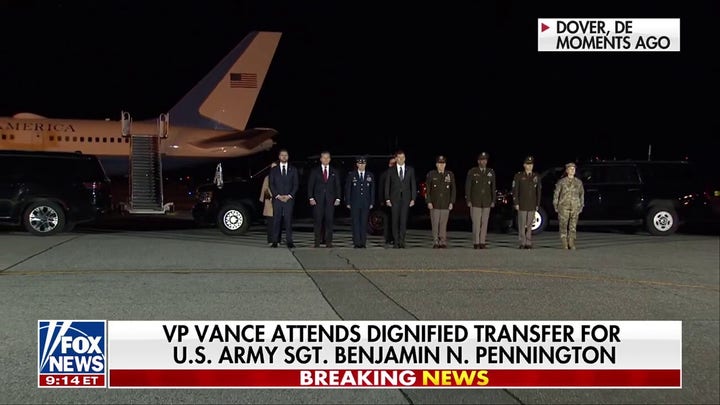 JD Vance attends dignified transfer of US Army Sgt Benjamin N. Pennington