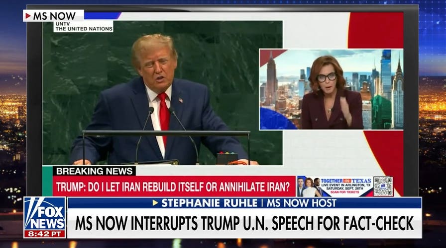 Trump UN speech interrupted by MS NOW host who has to fact-check herself