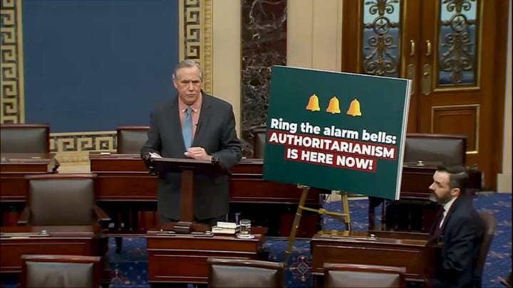 Democrat senator slams Trump in overnight marathon speech