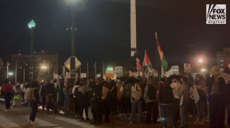 Pro-Palestinian protesters shut down the main entrance to Union Station in Washington, D.C.
