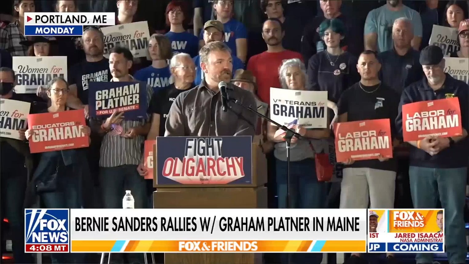Bernie Sanders, Graham Platner rally for 'political revolution' in Maine