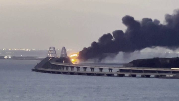 Kerch Bridge connecting Crimea to Russia on fire after possible explosion