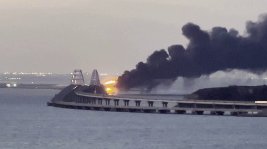 Kerch Bridge connecting Crimea to Russia on fire after possible explosion