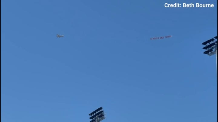Plane flies 'No Boys in Girls' Sports' banner at California track and field state championship amid trans athlete controversy