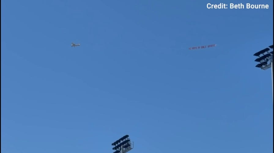 Plane flies 'No Boys in Girls' Sports' banner at California track and field state championship amid trans athlete controversy