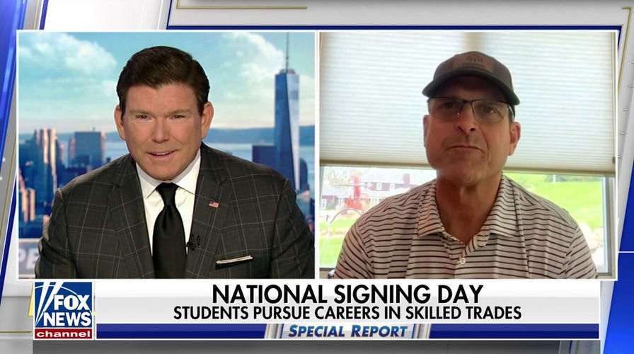 Jim Harbaugh talks to Bret Baier about addressing skilled labor shortage in the US