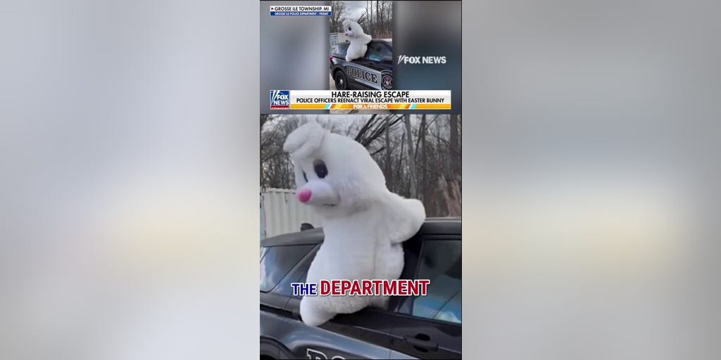 Easter Bunny reenacts VIRAL police car escape