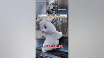 Easter Bunny reenacts VIRAL police car escape