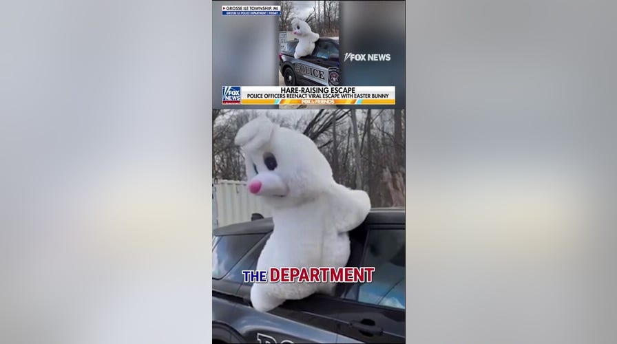 Easter Bunny reenacts VIRAL police car escape
