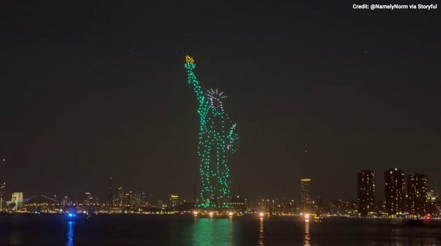 WATCH: Iconic landmark like you’ve never seen her for the Fourth of July