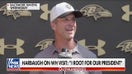 Ravens coach John Harbaugh pushes back against reporter's anti-Trump question