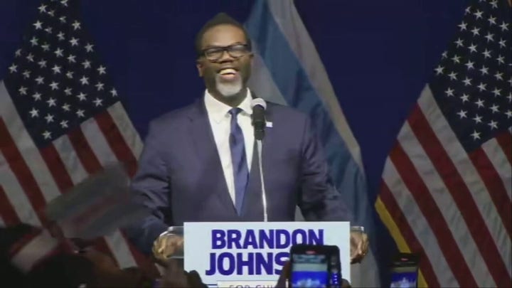 Chicago Mayor-elect Brandon Johnson speaks at election night victory event